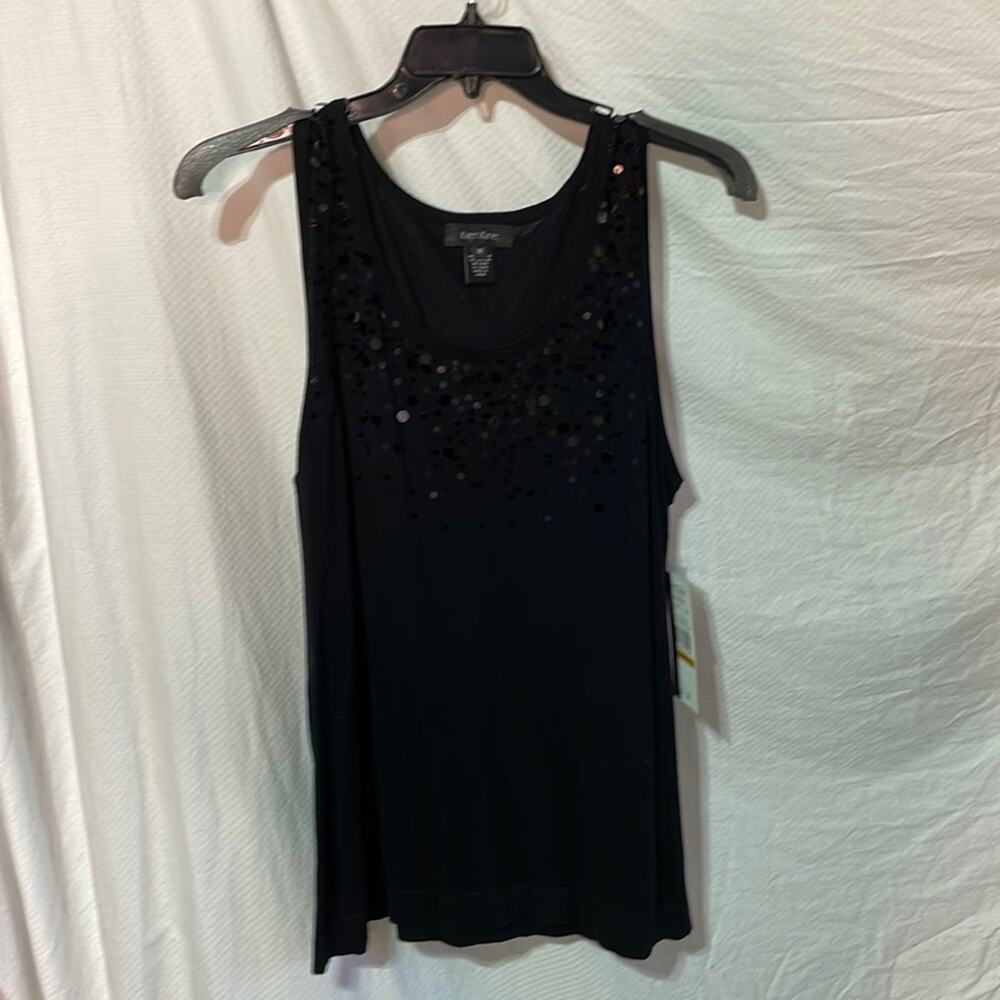 Karen Kane 3x black beaded tank cotton rayon blend nwt perfext green